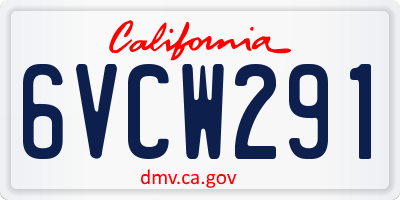 CA license plate 6VCW291