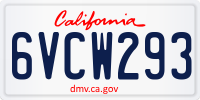 CA license plate 6VCW293