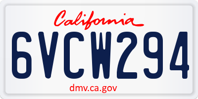 CA license plate 6VCW294
