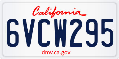 CA license plate 6VCW295