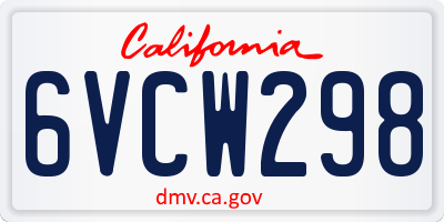 CA license plate 6VCW298