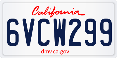 CA license plate 6VCW299