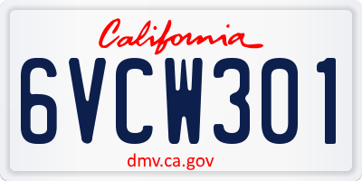 CA license plate 6VCW301