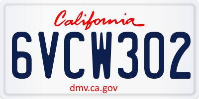 CA license plate 6VCW302