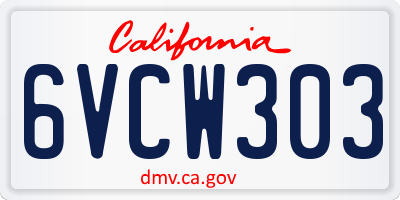 CA license plate 6VCW303