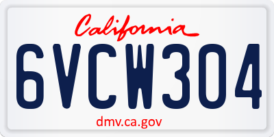CA license plate 6VCW304