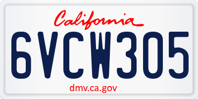 CA license plate 6VCW305