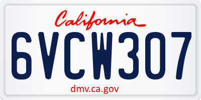 CA license plate 6VCW307