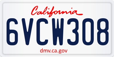 CA license plate 6VCW308