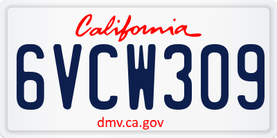 CA license plate 6VCW309