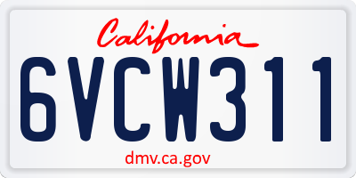 CA license plate 6VCW311