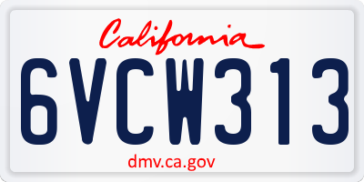 CA license plate 6VCW313