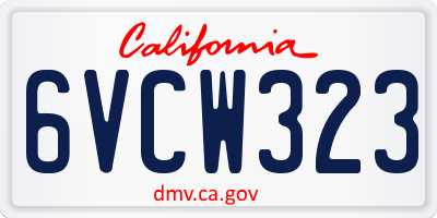 CA license plate 6VCW323