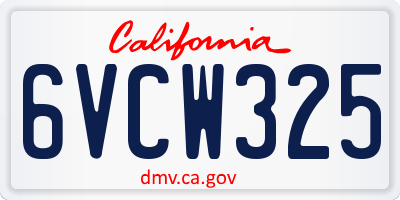 CA license plate 6VCW325