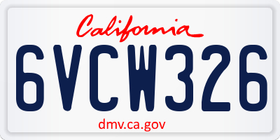 CA license plate 6VCW326