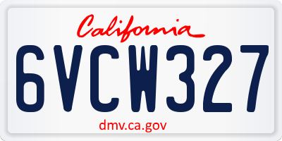 CA license plate 6VCW327
