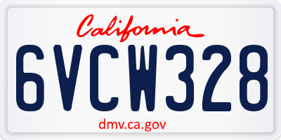 CA license plate 6VCW328