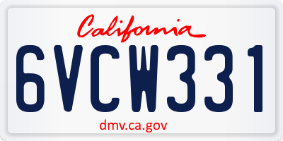 CA license plate 6VCW331