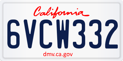 CA license plate 6VCW332