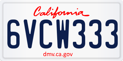 CA license plate 6VCW333