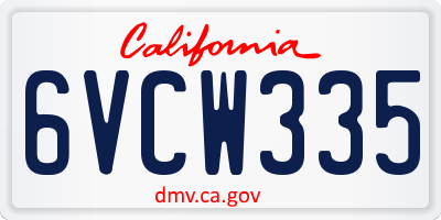 CA license plate 6VCW335
