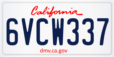 CA license plate 6VCW337