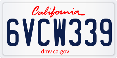 CA license plate 6VCW339