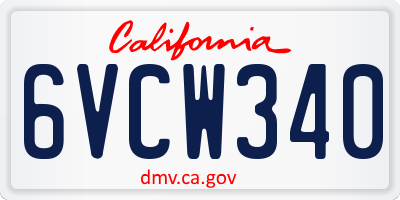 CA license plate 6VCW340