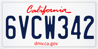 CA license plate 6VCW342