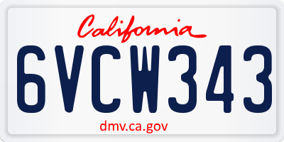 CA license plate 6VCW343