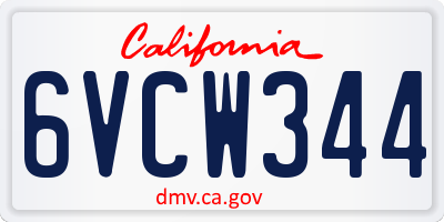 CA license plate 6VCW344
