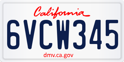 CA license plate 6VCW345