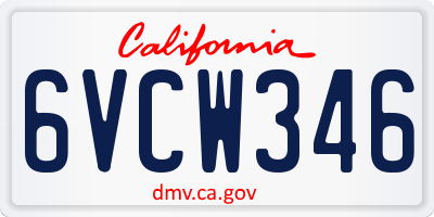 CA license plate 6VCW346