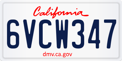 CA license plate 6VCW347