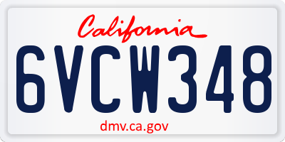 CA license plate 6VCW348