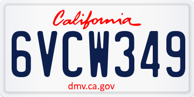 CA license plate 6VCW349