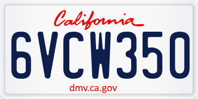 CA license plate 6VCW350