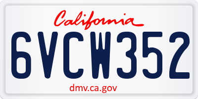 CA license plate 6VCW352