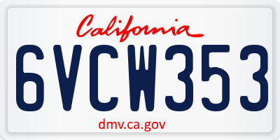 CA license plate 6VCW353