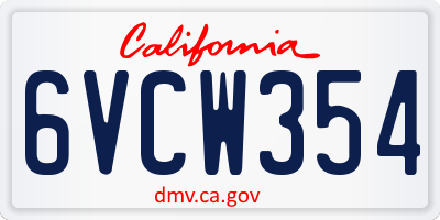 CA license plate 6VCW354