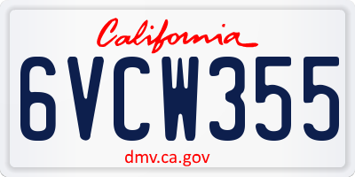 CA license plate 6VCW355