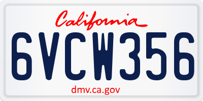 CA license plate 6VCW356