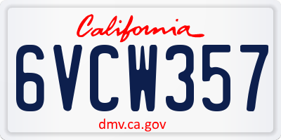 CA license plate 6VCW357