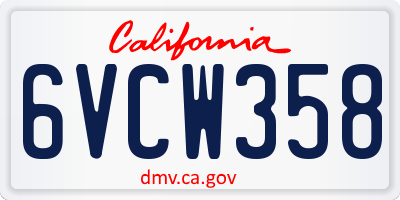 CA license plate 6VCW358