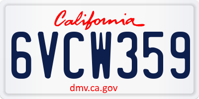CA license plate 6VCW359