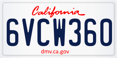 CA license plate 6VCW360