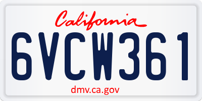 CA license plate 6VCW361