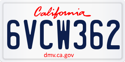 CA license plate 6VCW362
