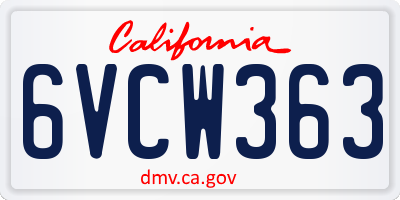 CA license plate 6VCW363