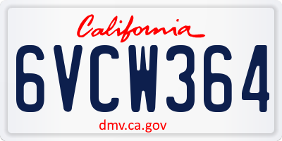 CA license plate 6VCW364